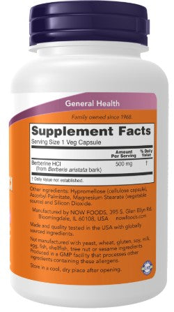 Berberine HCL 500mg Capsules by Now Foods