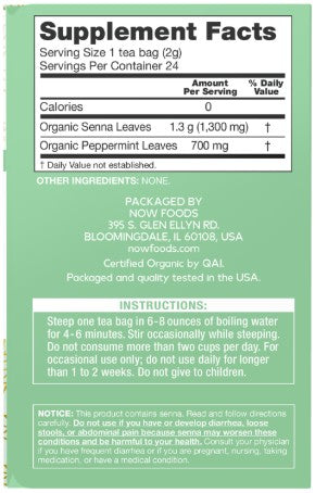 Organic Senna Mint Tea Bags by Now Foods