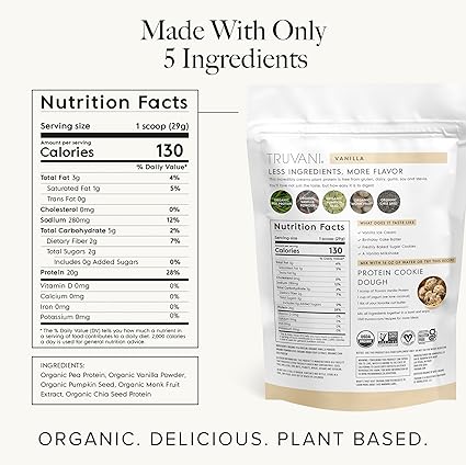 Organic Plant Based Protein Vanilla by Truvani