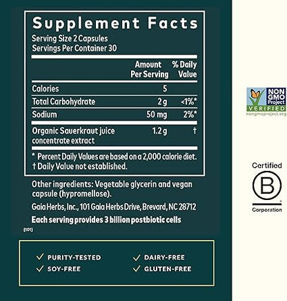 Sauerkraut Postbiotic Capsules by Gaia