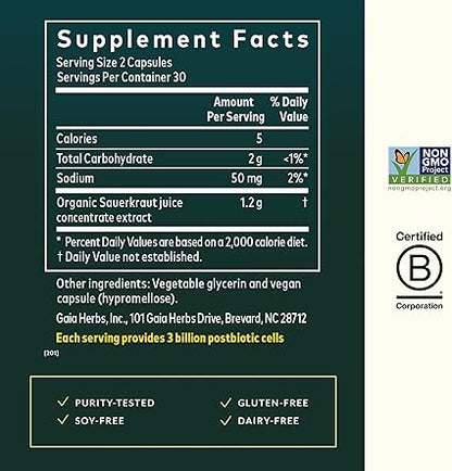 Sauerkraut Postbiotic Capsules by Gaia