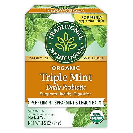 Organic Triple Mint Daily Probiotic Tea by Traditional Medicinals