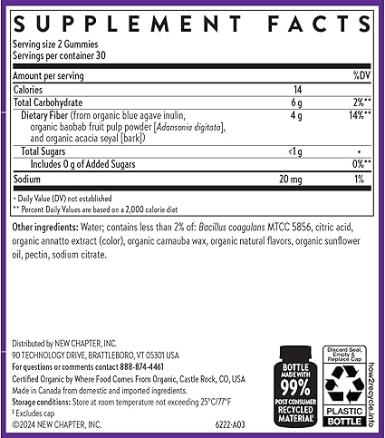 Organic Fiber Citrus Berry Gummies by New Chapter