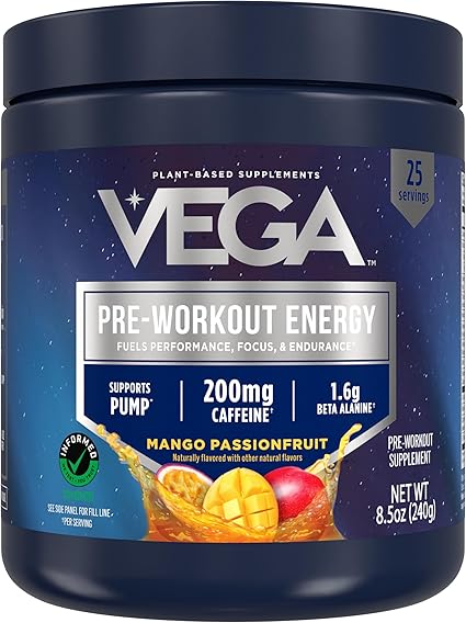 Pre-Workout Energy Mango Passionfruit Powder by Vega