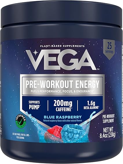 Pre-Workout Energy Blue Raspberry Powder by Vega