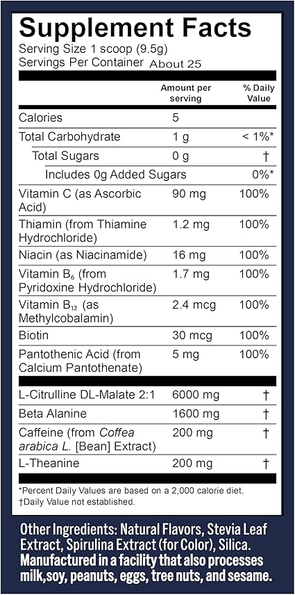 Pre-Workout Energy Blue Raspberry Powder by Vega