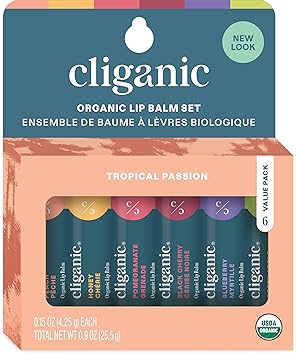 Organic Tropical Lip Balm 6 Pack by Cliganic