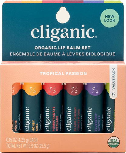 Organic Tropical Lip Balm 6 Pack by Cliganic
