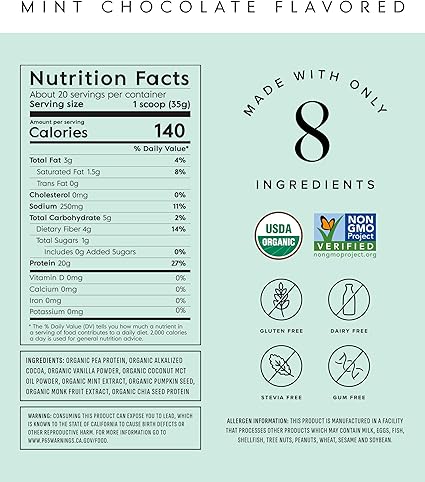 Organic Plant Based Protein Mint Chocolate by Truvani