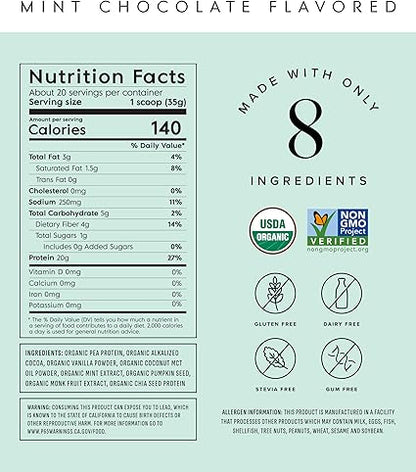 Organic Plant Based Protein Mint Chocolate by Truvani
