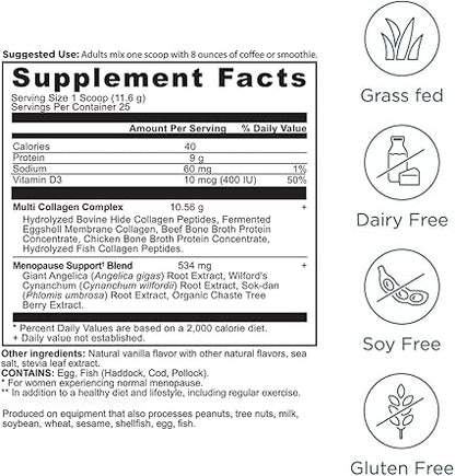 Menopause Support + Collagen Vanilla Powder by Ancient Nutrition