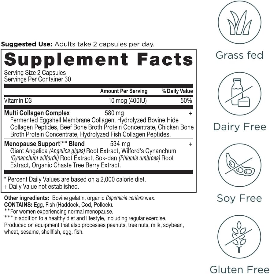 Menopause Support + Collagen Capsules by Ancient Nutrition