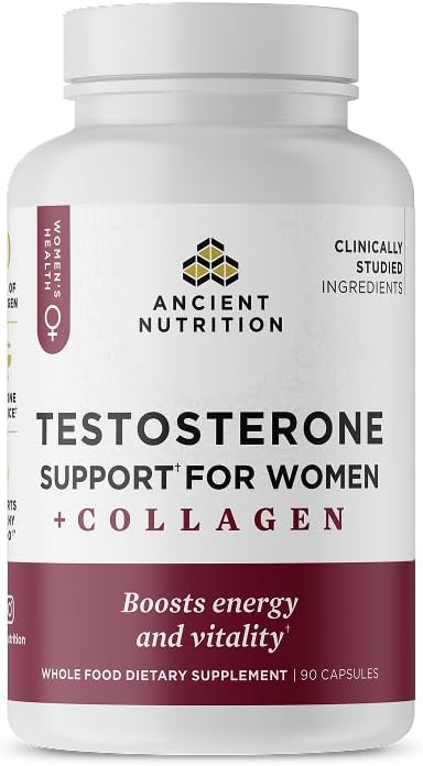 Testosterone Support for Women + Collagen Capsules by Ancient Nutrition