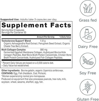 Testosterone Support for Women + Collagen Capsules by Ancient Nutrition