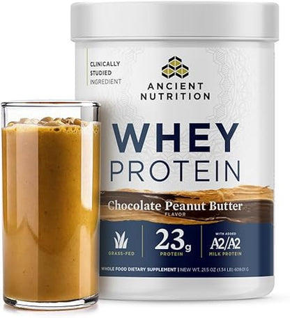 Grassfed Whey Protein Powder Chocolate Peanut Butter by Ancient Nutrition