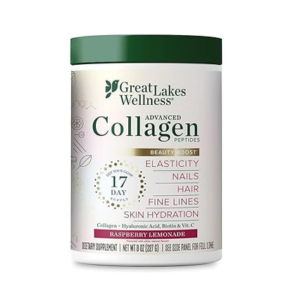 Collagen Peptides Beauty Boost Raspberry Lemonade by Great Lakes Wellness