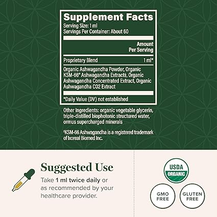 Organic Ashwagandha Liquid Extract by Global Healing