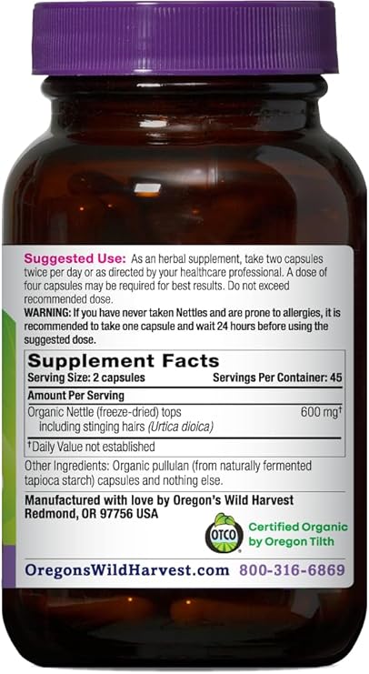 Organic Nettle Vegan Capsules by Wild Harvest