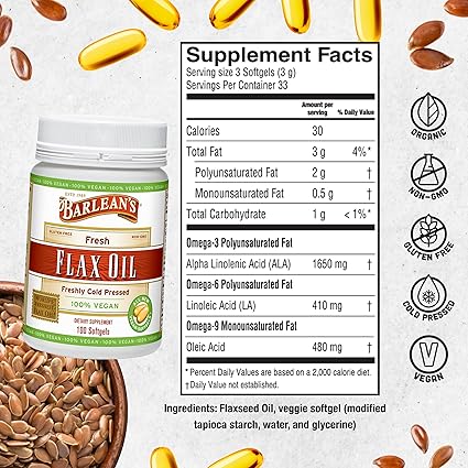 Vegan Flax Oil Softgels by Barlean's
