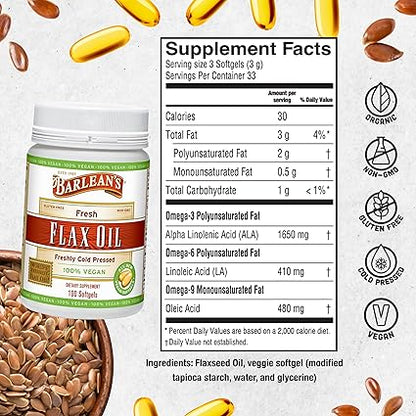 Vegan Flax Oil Softgels by Barlean's