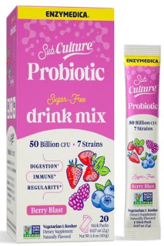 Probiotic Sugar Free Berry Drink Mix Powder Packets by Enzymedica