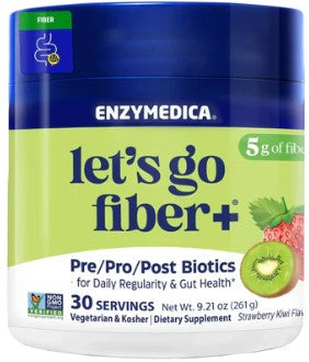 Let's Go Fiber+ Probiotics Strawberry Kiwi Powder by Enzymedica