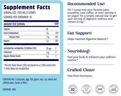 Colostrum + Probiotics Unflavored Powder by Enzymedica