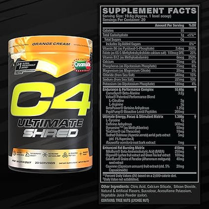 C4 Ultimate Shred Preworkout Orange Creamsicle by Cellucor