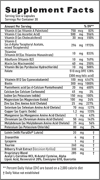 MaxiVision Whole Body Eye & Multivitamin Capsules by Lunovus