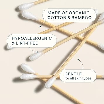 Organic Cotton Swabs with Bamboo Sticks by Cliganic