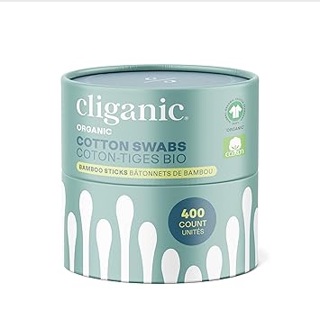 Organic Cotton Swabs with Bamboo Sticks by Cliganic
