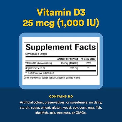 Vitamin D3 1,000iu Softgels by Natural Factors