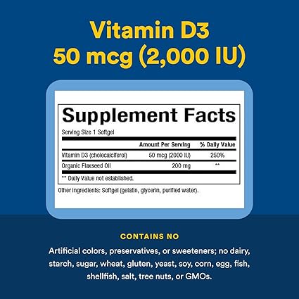 Vitamin D3 2,000iu Softgels by Natural Factors