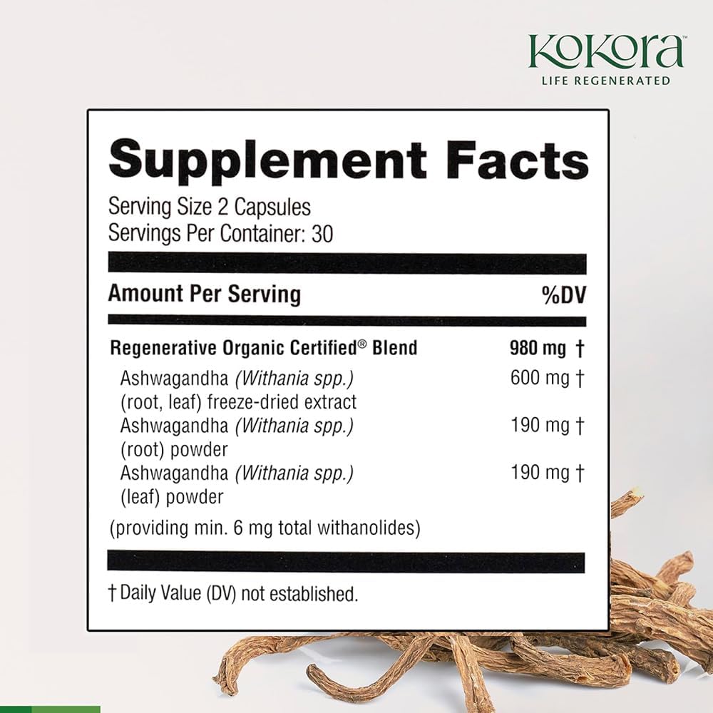 Regenerative Organic Ashwagandha Capsules by Kokora