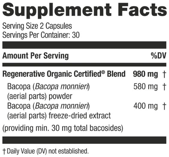 Regenerative Organic Bacopa Capsules by Kokora