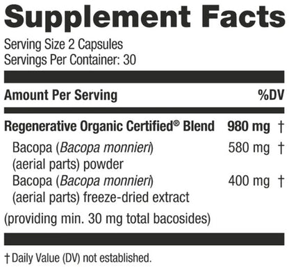 Regenerative Organic Bacopa Capsules by Kokora