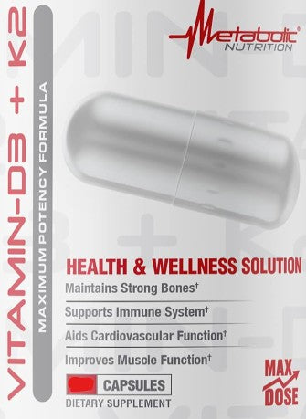 Vitamin D3 & K2 Capsules by Metabolic Nutrition