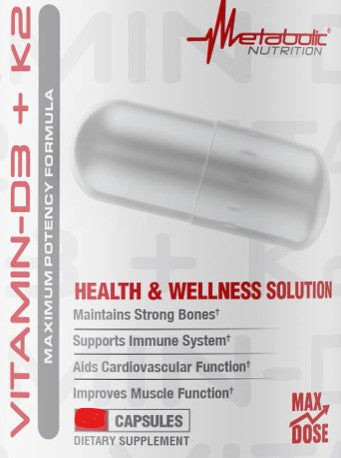 Vitamin D3 & K2 Capsules by Metabolic Nutrition