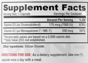 Vitamin D3 & K2 Capsules by Metabolic Nutrition