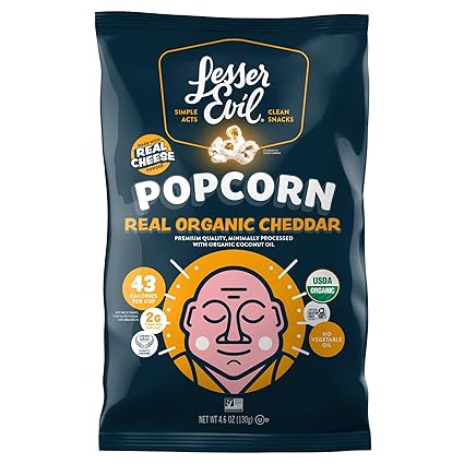 Organic Popcorn Organic Cheddar Flavored by Lesser Evil