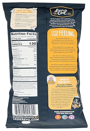 Organic Popcorn Organic Cheddar Flavored by Lesser Evil