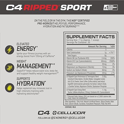 C4 Ripped Sport PreWorkout Fruit Punch by Cellucor