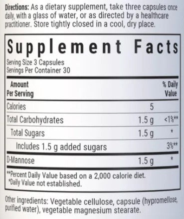 D-Mannose 500mg Capsules by Bluebonnet