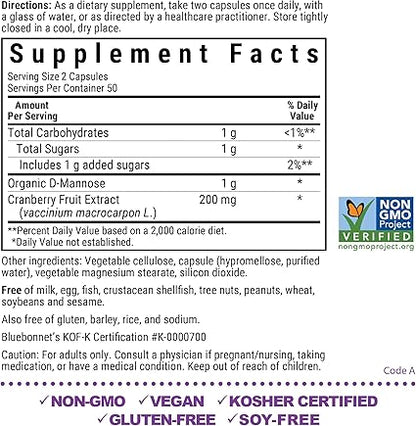 D-Mannose & Cranberry Capsules by Bluebonnet