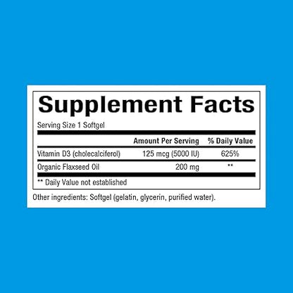 Vitamin D3 125mcg 5000iu Softgels by Natural Factors