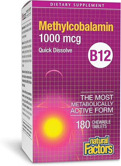 Methylcobalamin B12 1000mcg Chewable Tablets by Natural Factors