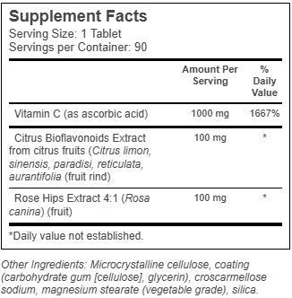 Vitamin C 1000mg with Rose Hips Tablets by Natural Factors