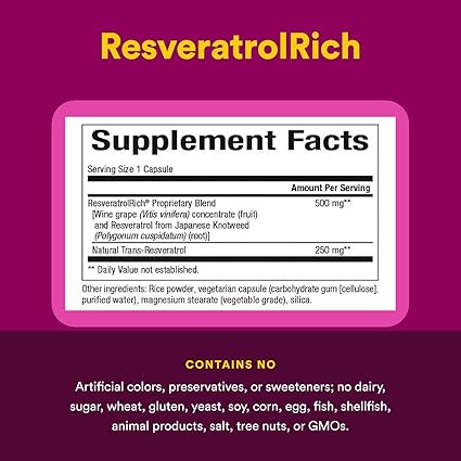 Super Strength Resveratrol Concentrate Capsules by Natural Factors