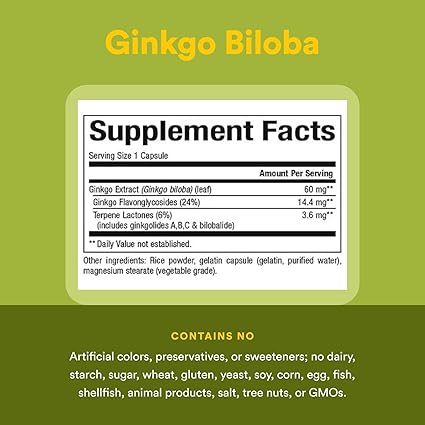 Ginkgo Biloba 60mg Capsules by Natural Factors