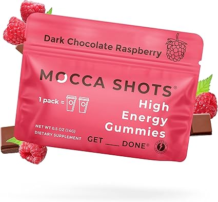 Mocca Shots Dark Chocolate Raspberry Gummies by Seattle Gummy Company